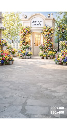 Tło fotograficzne „Kwiaciarnia Świeże Kwiaty w wiosennej aranżacji” | E854